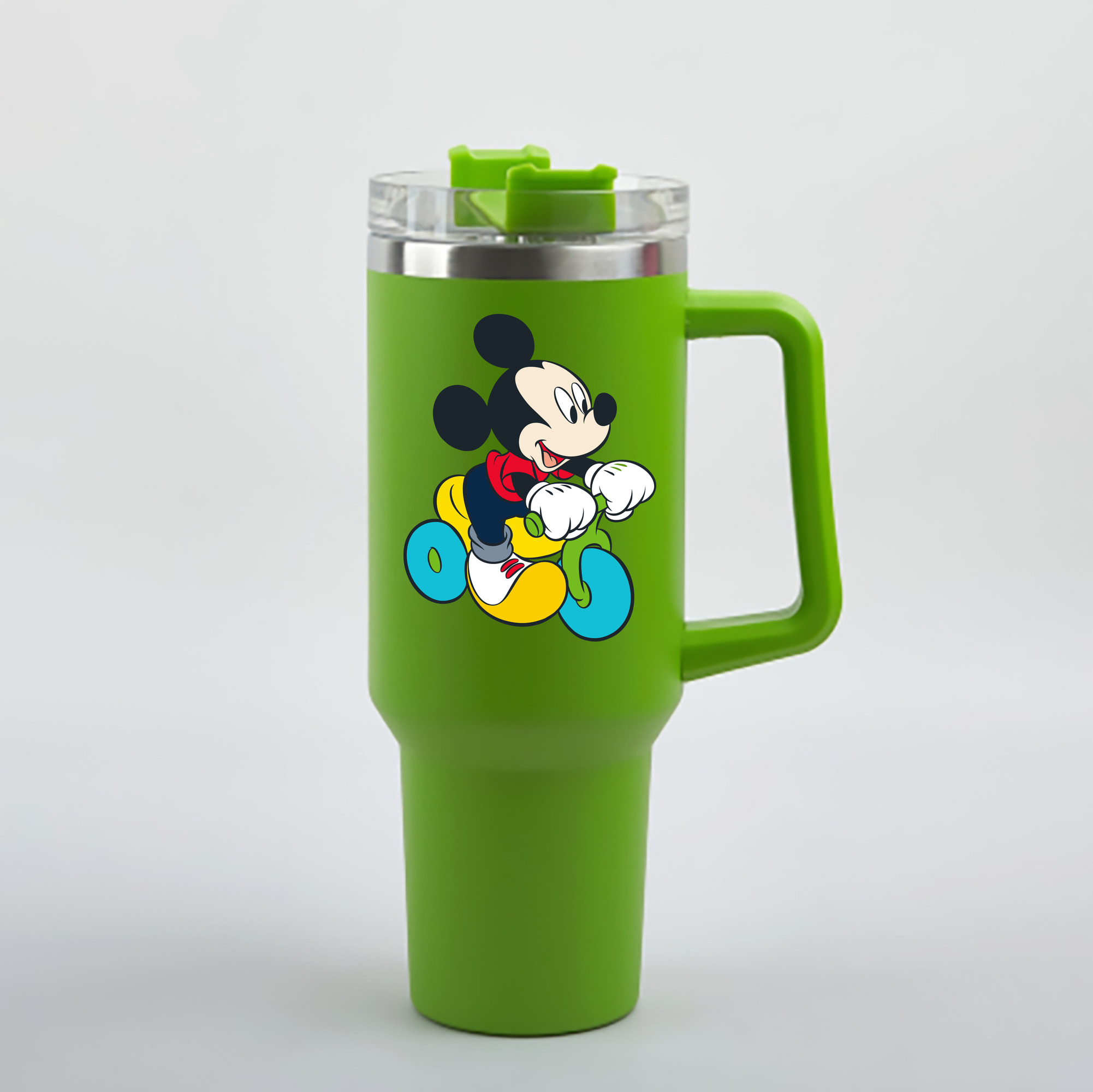 （画像用） ミッキーマウス Mickey Mouse 1200mL車用タンブラー - クリスタルステッカー（プラスチックストロー付き）